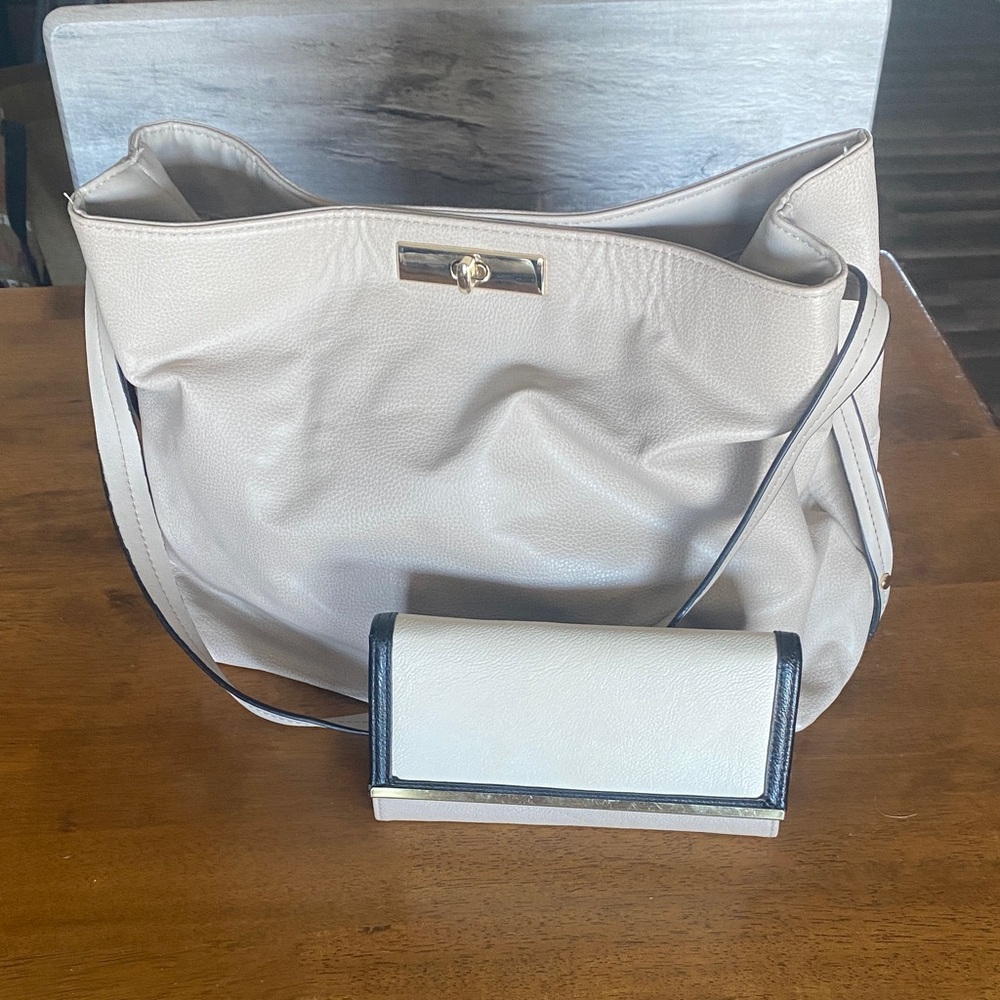 Apt. 9 Cream and Black Shoulder Bag Set